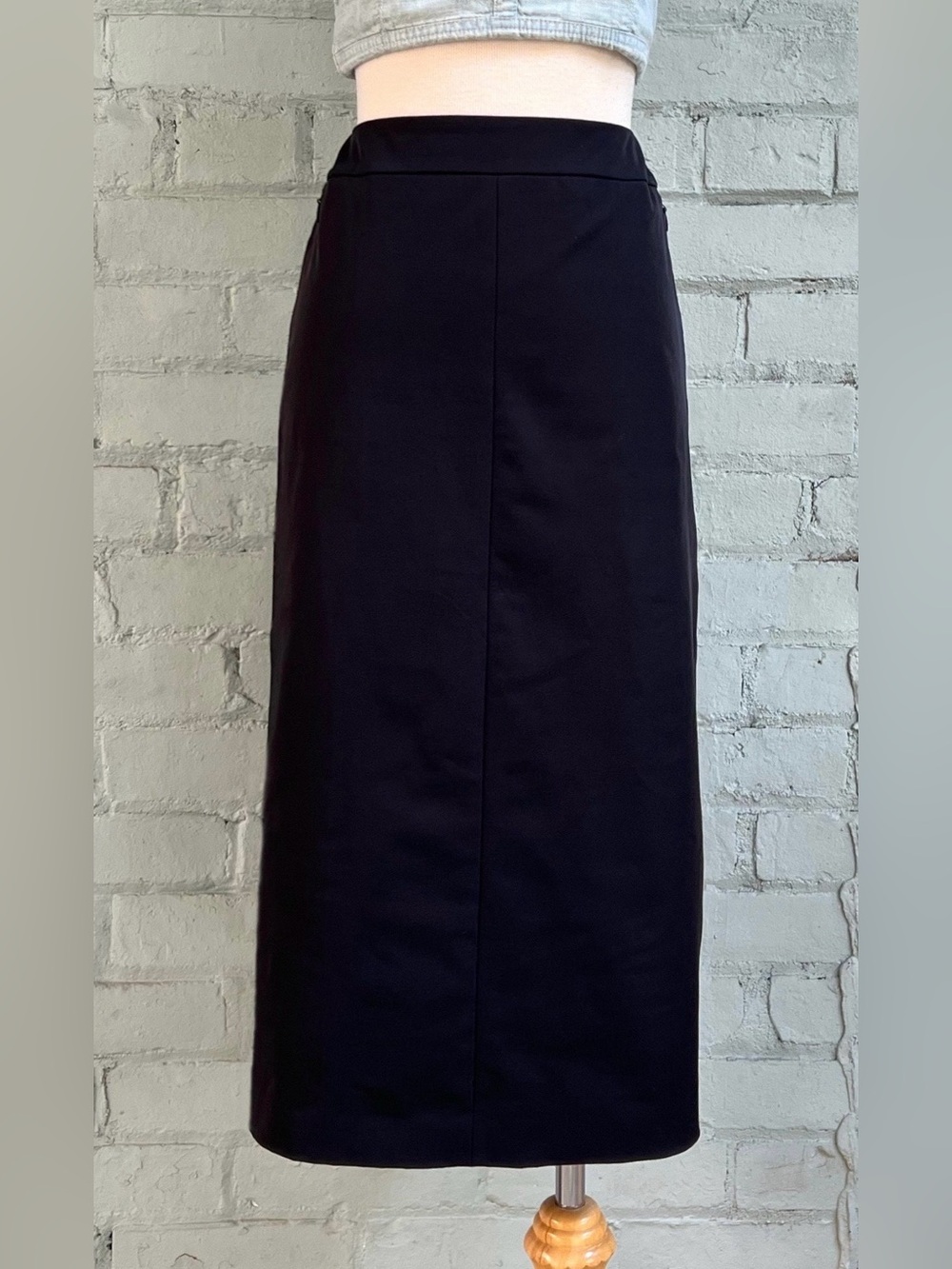 Vintage Black High-Waist Midi Skirt
